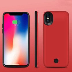 iPhone X (Ten) Portable Power Charging TPU Full Case 5000 mAh (Red)